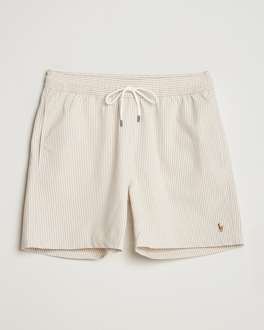 Heren | Zwembroek | Polo Ralph Lauren | Traveler Mid Trunk Seersucker Coastal Beige
