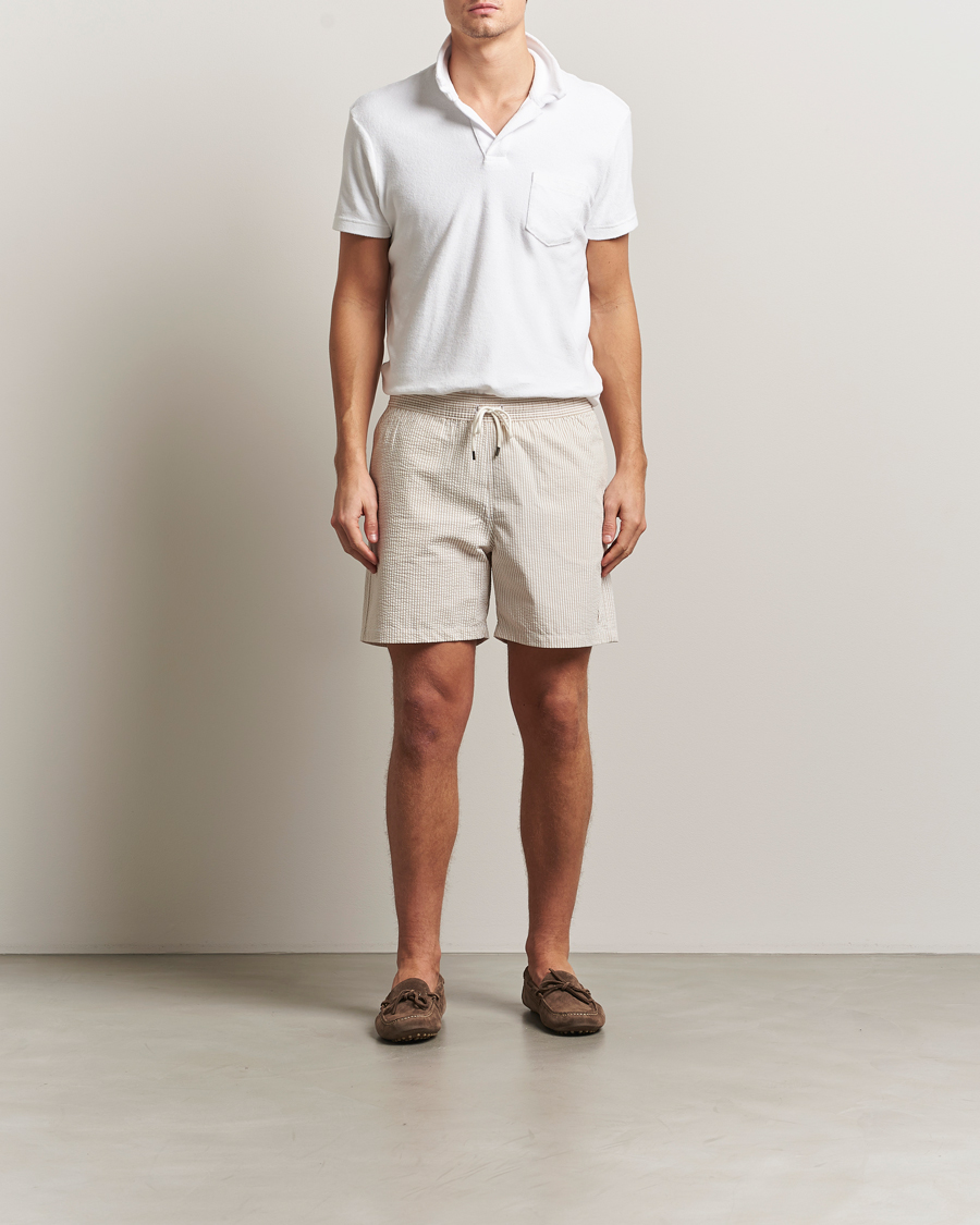 Heren | Zwembroek | Polo Ralph Lauren | Traveler Mid Trunk Seersucker Coastal Beige