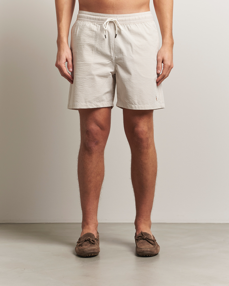 Heren | Zwembroek | Polo Ralph Lauren | Traveler Mid Trunk Seersucker Coastal Beige