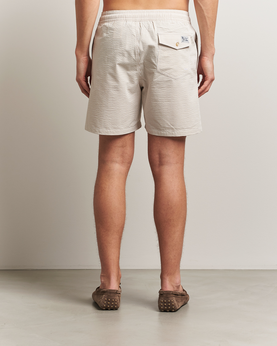 Heren | Zwembroek | Polo Ralph Lauren | Traveler Mid Trunk Seersucker Coastal Beige