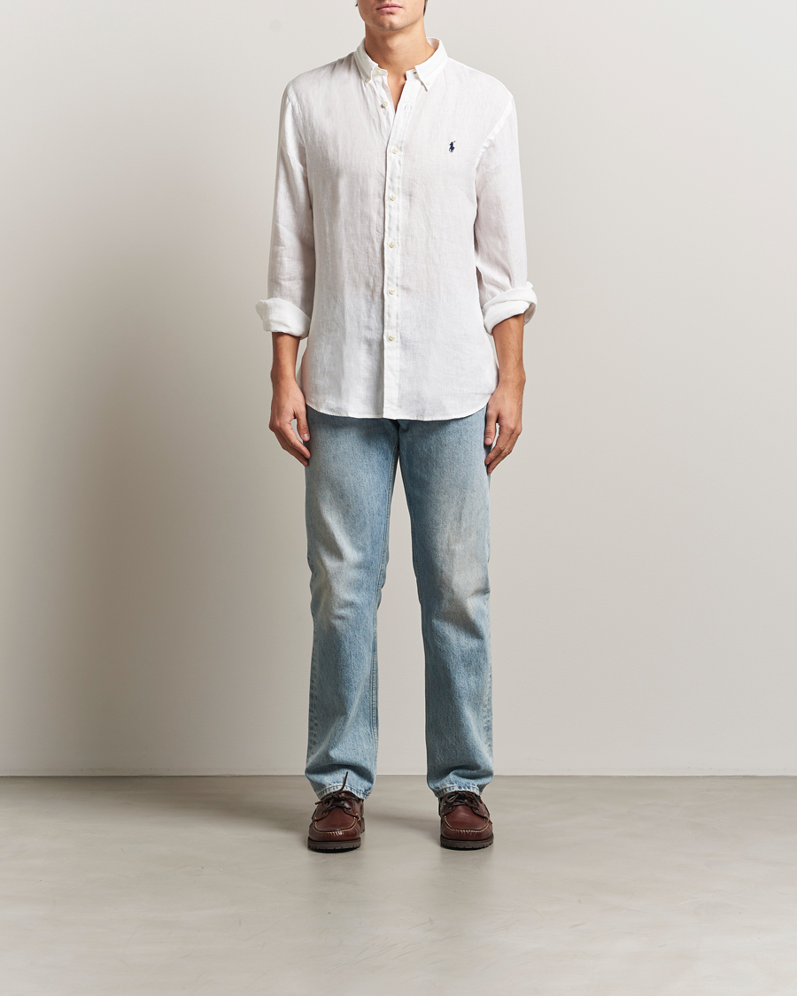 Heren | Gilets | Polo Ralph Lauren | Slim Fit Linen Shirt White