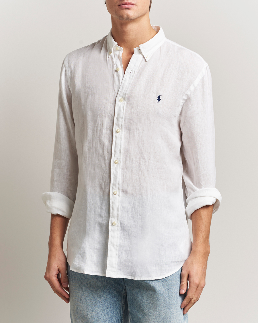 Heren | Gilets | Polo Ralph Lauren | Slim Fit Linen Shirt White