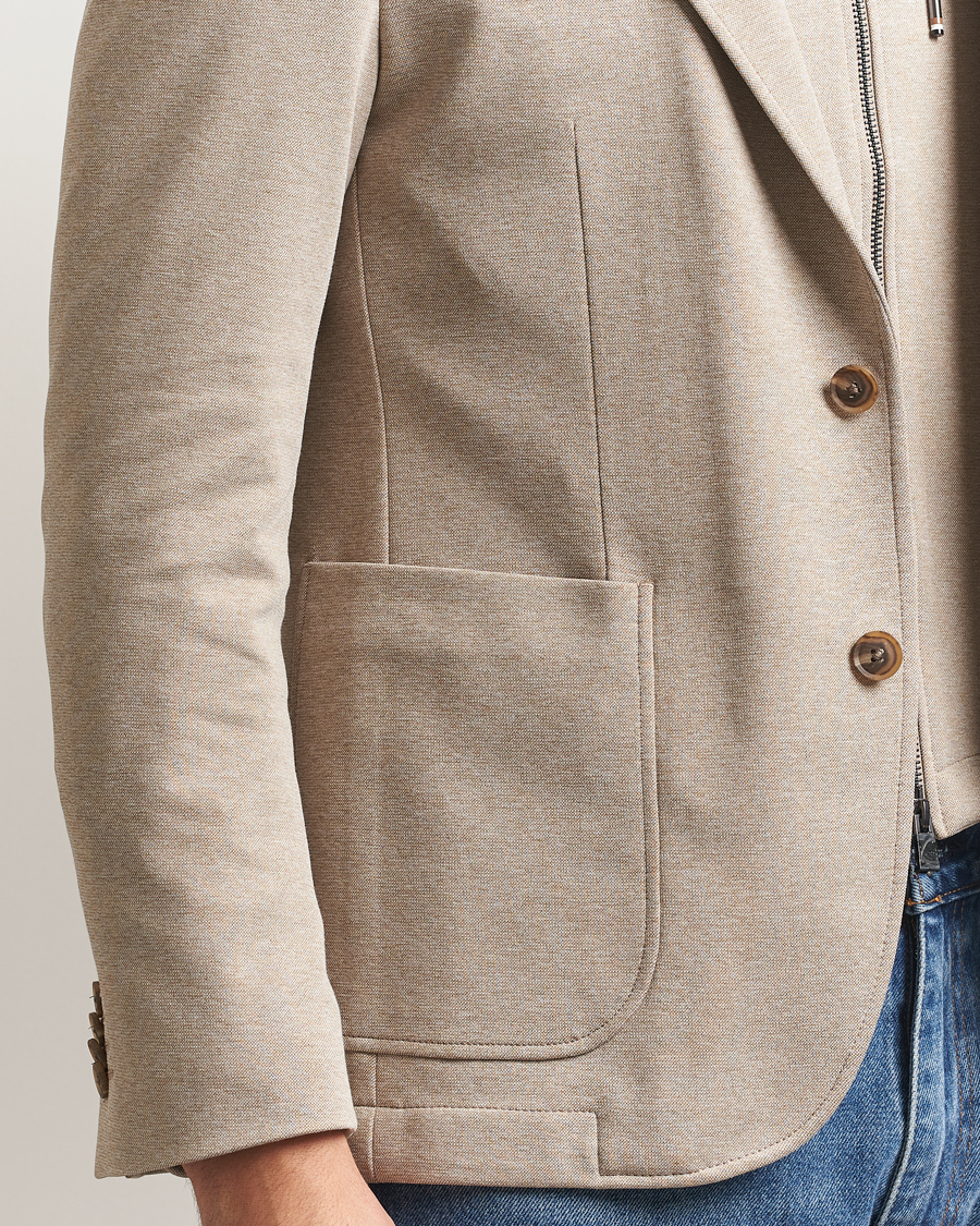 Heren | Blazers | BOSS BLACK | Hanry Hooded Jersey Blazer Dark Beige