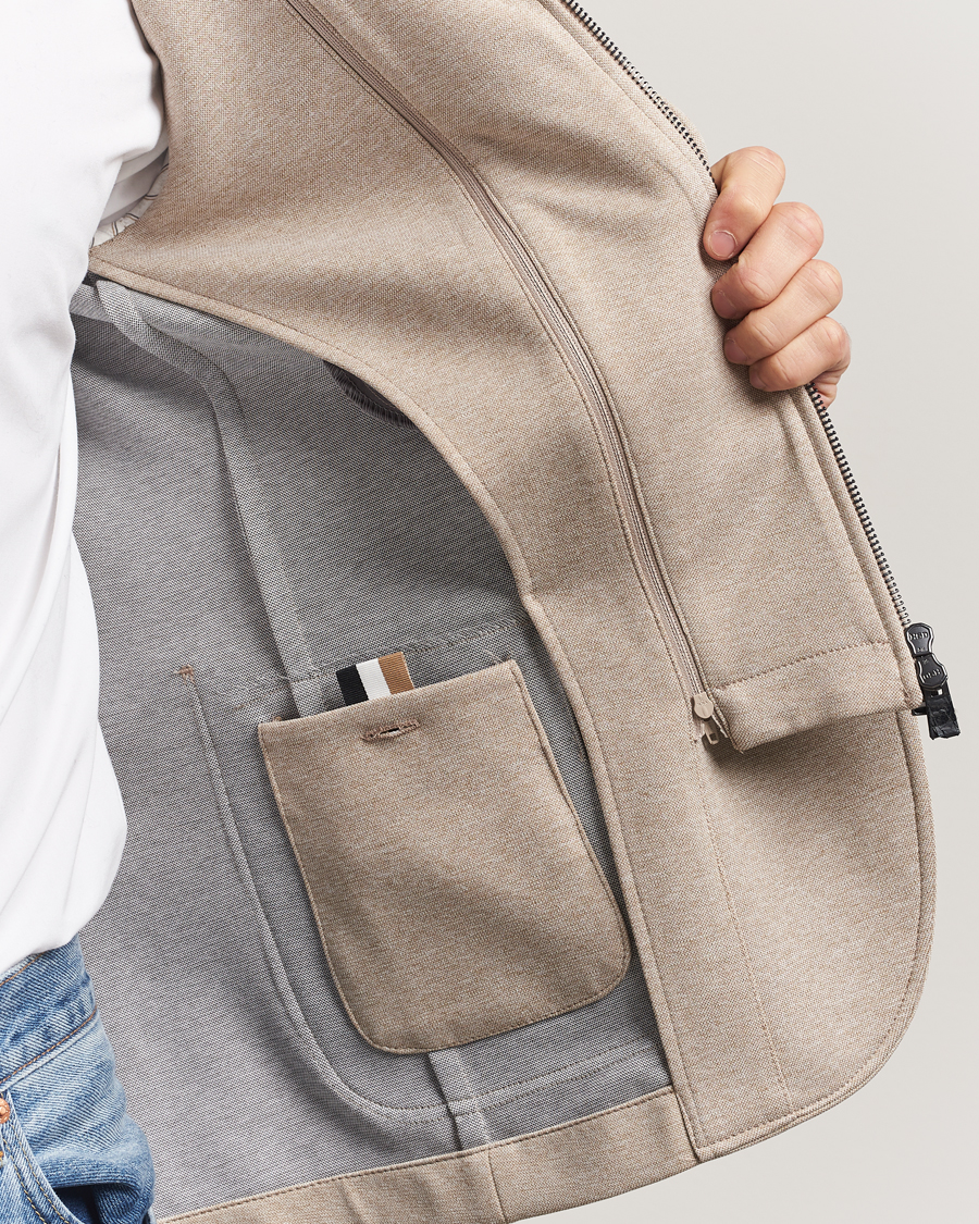 Heren | Blazers | BOSS BLACK | Hanry Hooded Jersey Blazer Dark Beige