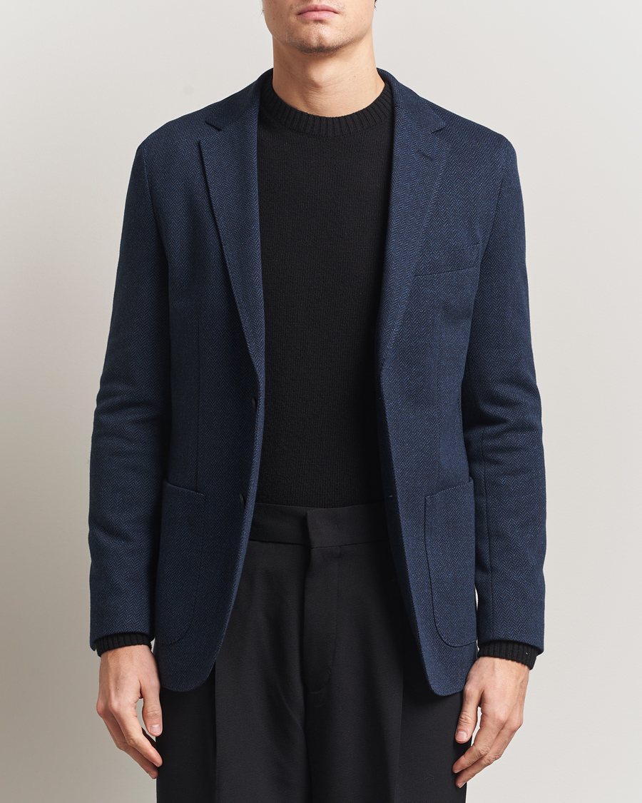 Homme | Blazers | BOSS BLACK | Jaye Jersey Herringbone Blazer Dark Blue