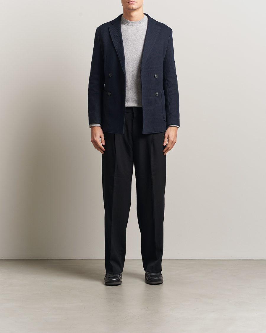 Homme | Blazers | BOSS BLACK | Hanry Jersey Double Breasted Blazer Dark Blue