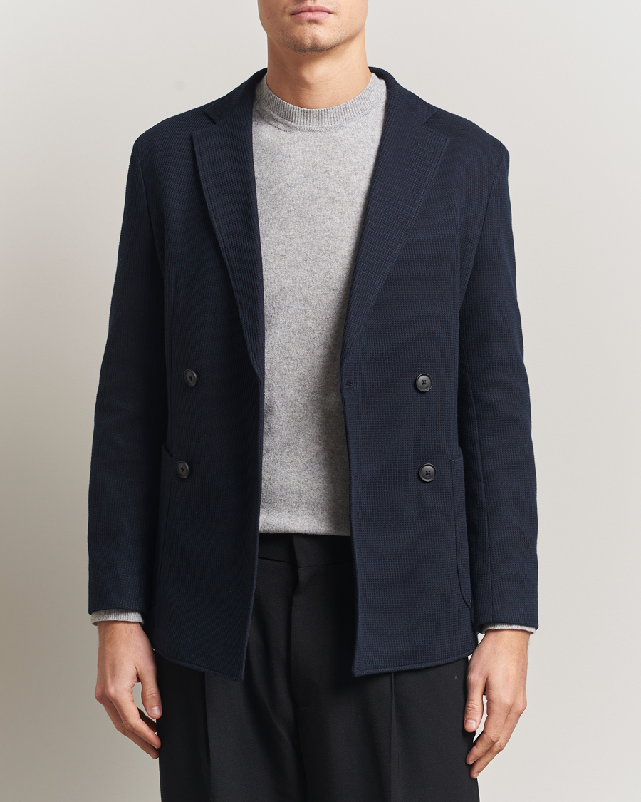 Heren | Blazers | BOSS BLACK | Hanry Jersey Double Breasted Blazer Dark Blue