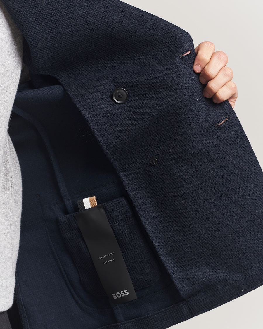 Homme | Blazers | BOSS BLACK | Hanry Jersey Double Breasted Blazer Dark Blue