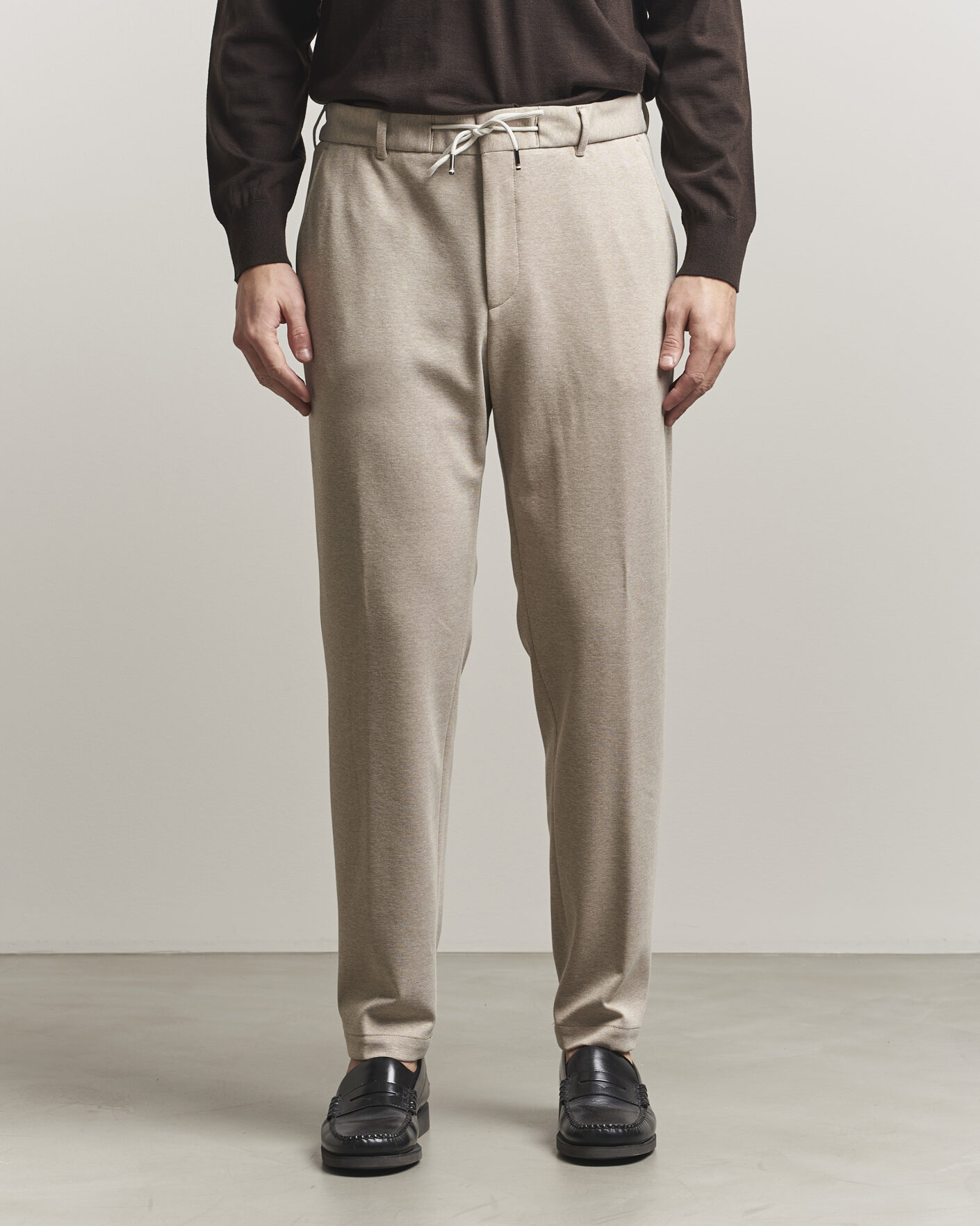 Heren | Broeken | BOSS BLACK | Perin Jersey Drawstring Trousers Dark Beige