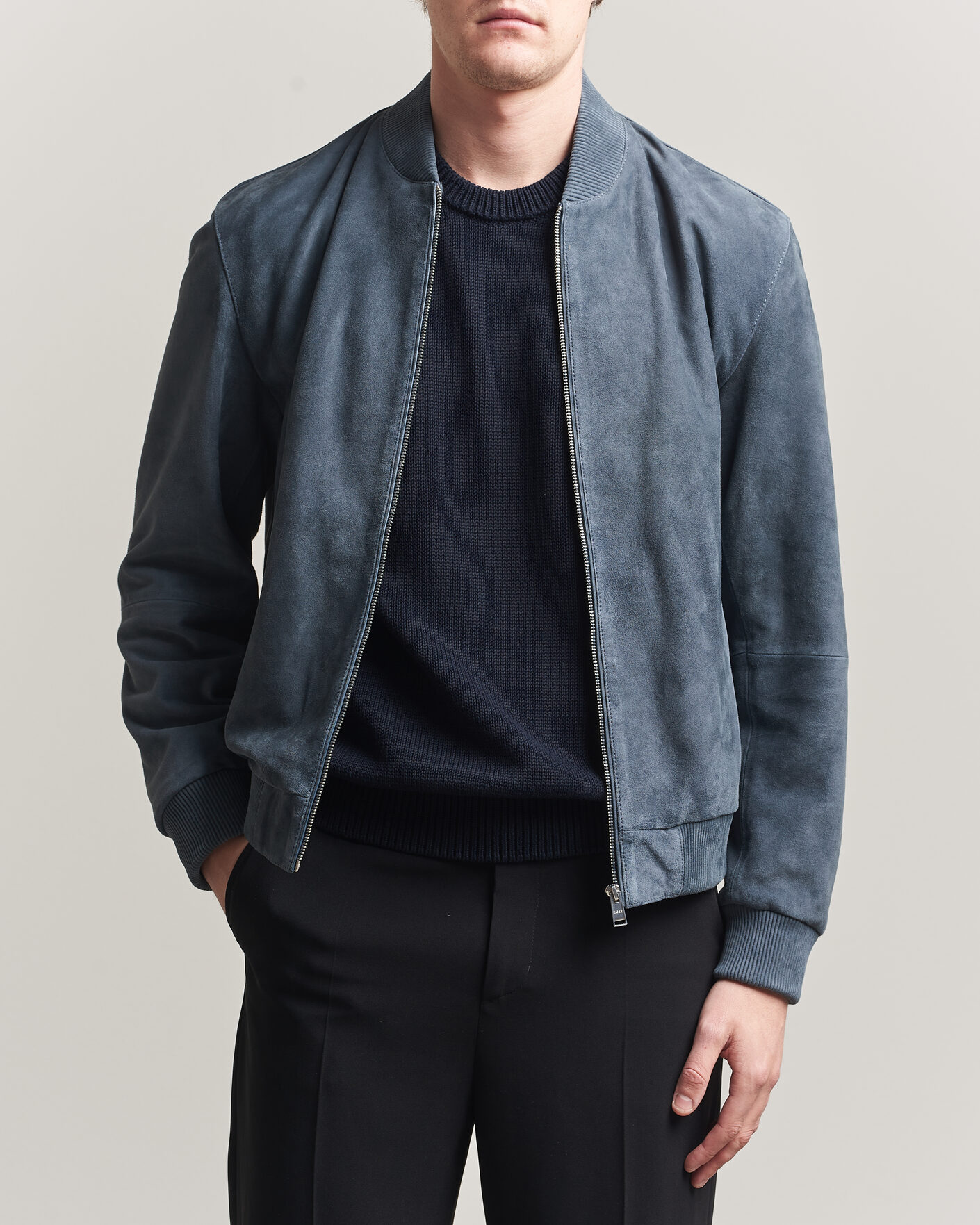 Heren | Jassen | BOSS BLACK | Muller Suede Jacket Open Blue
