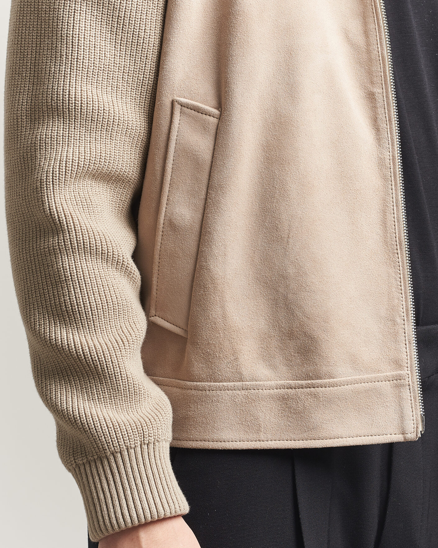 Heren | Jassen | BOSS BLACK | Maven Suede Hybrid Jacket Open White