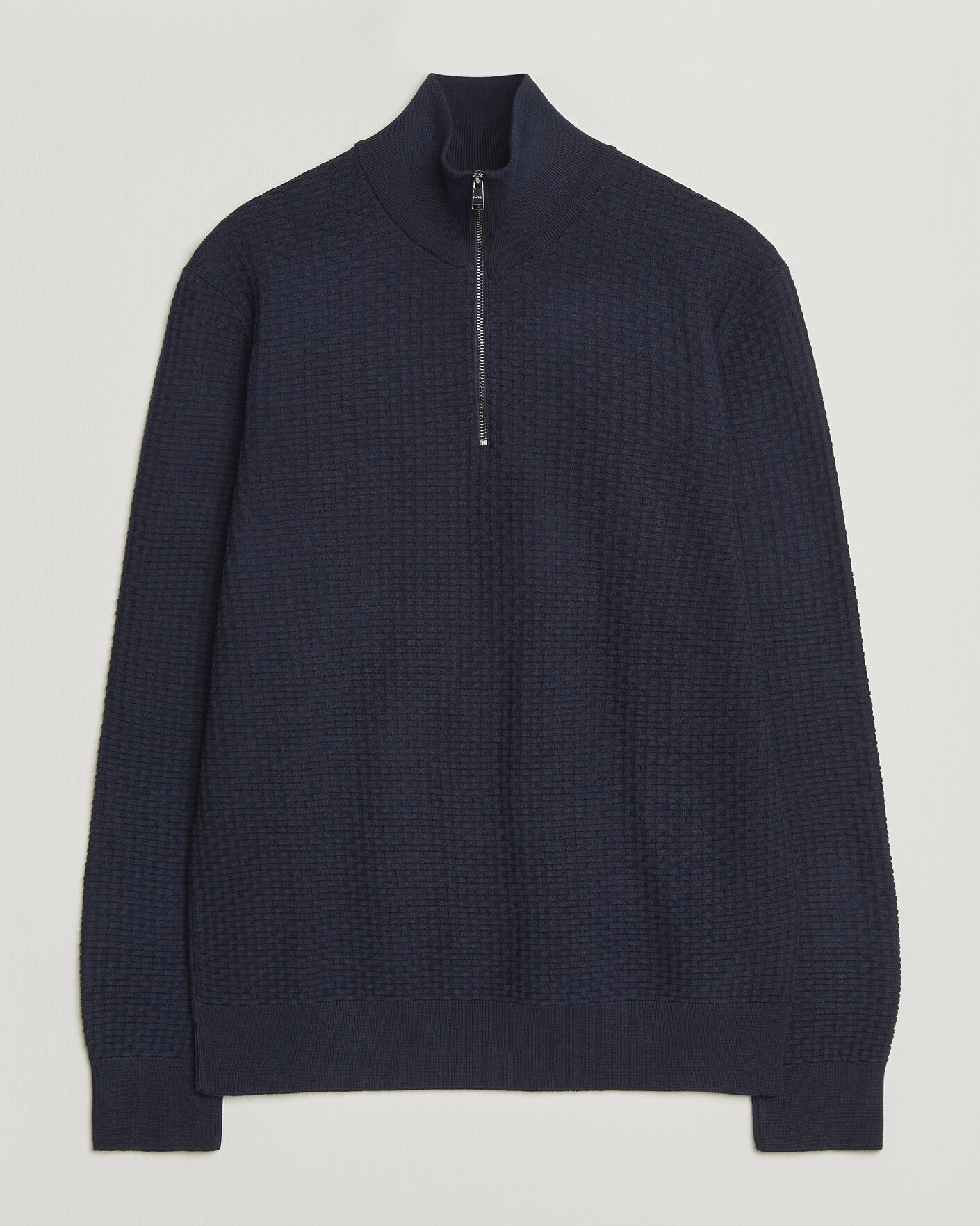 Heren | Truien | BOSS BLACK | Ulicio Structured Knitted Half Zip Dark Blue