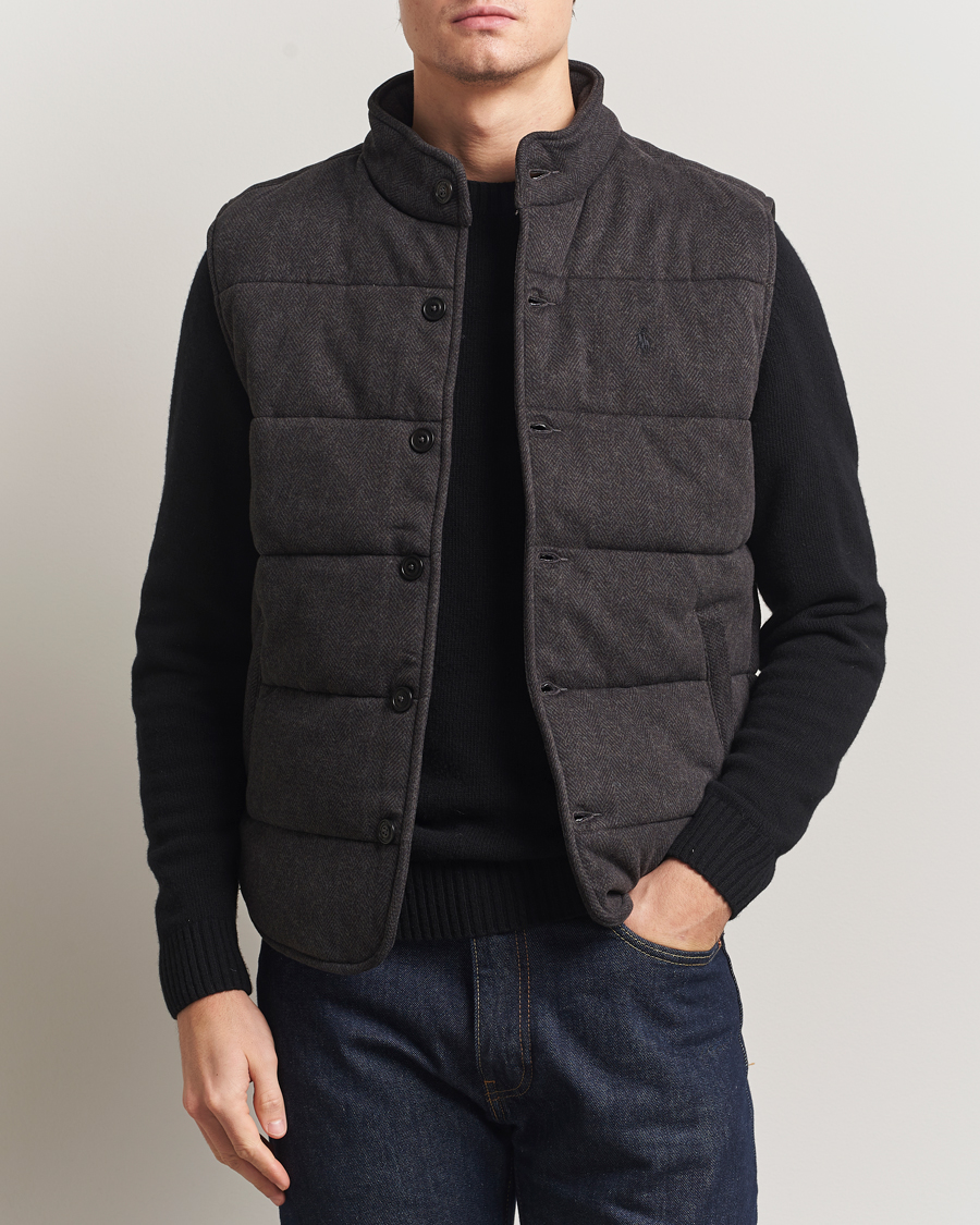 Homme | Gilets | Polo Ralph Lauren | Knitted Herringbone Vest Dark Charcoal Heather
