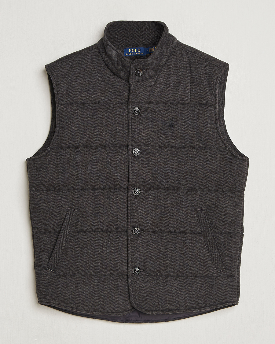 Homme | Gilets | Polo Ralph Lauren | Knitted Herringbone Vest Dark Charcoal Heather