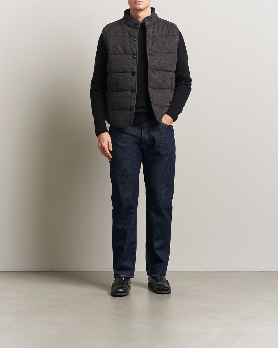 Homme | Gilets | Polo Ralph Lauren | Knitted Herringbone Vest Dark Charcoal Heather