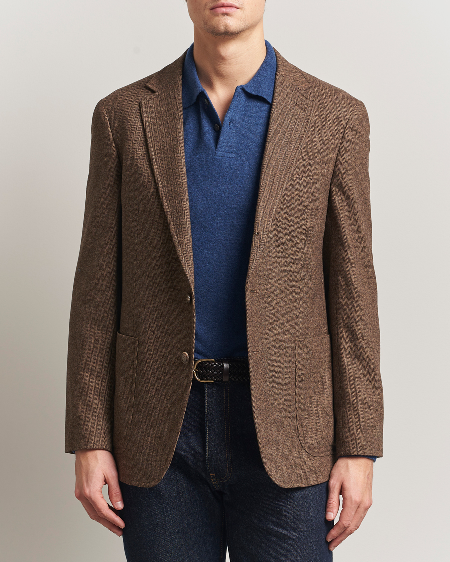 Homme | Blazers | Polo Ralph Lauren | Herringbone Single Breasted Sportcoat Brown/Tan