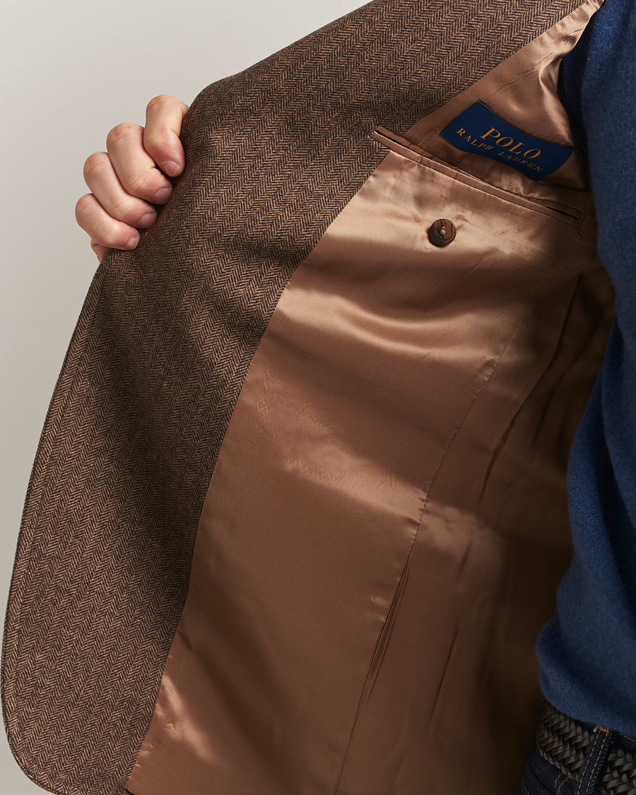 Homme | Blazers | Polo Ralph Lauren | Herringbone Single Breasted Sportcoat Brown/Tan