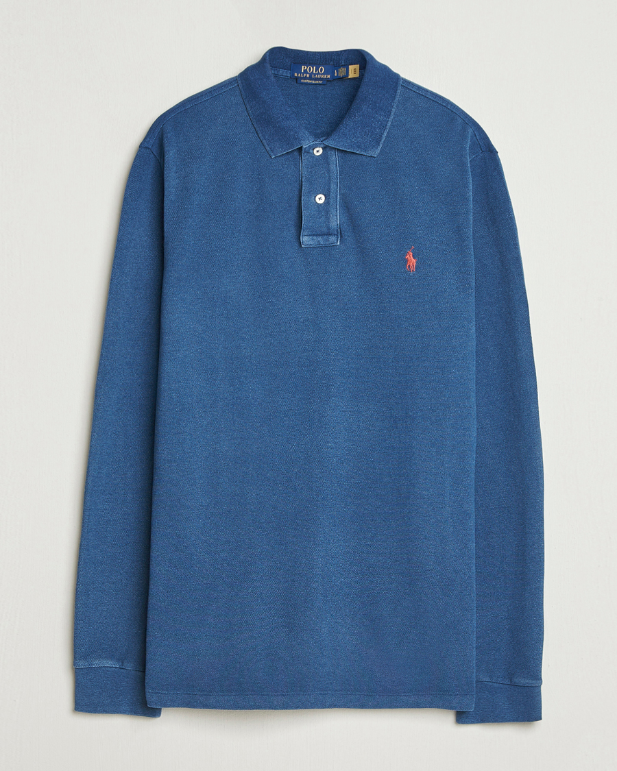 Homme | Polos | Polo Ralph Lauren | Custom Slim Fit Long Sleeve Polo Shirt Medium Indigo