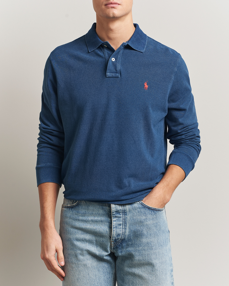 Homme | Polos | Polo Ralph Lauren | Custom Slim Fit Long Sleeve Polo Shirt Medium Indigo