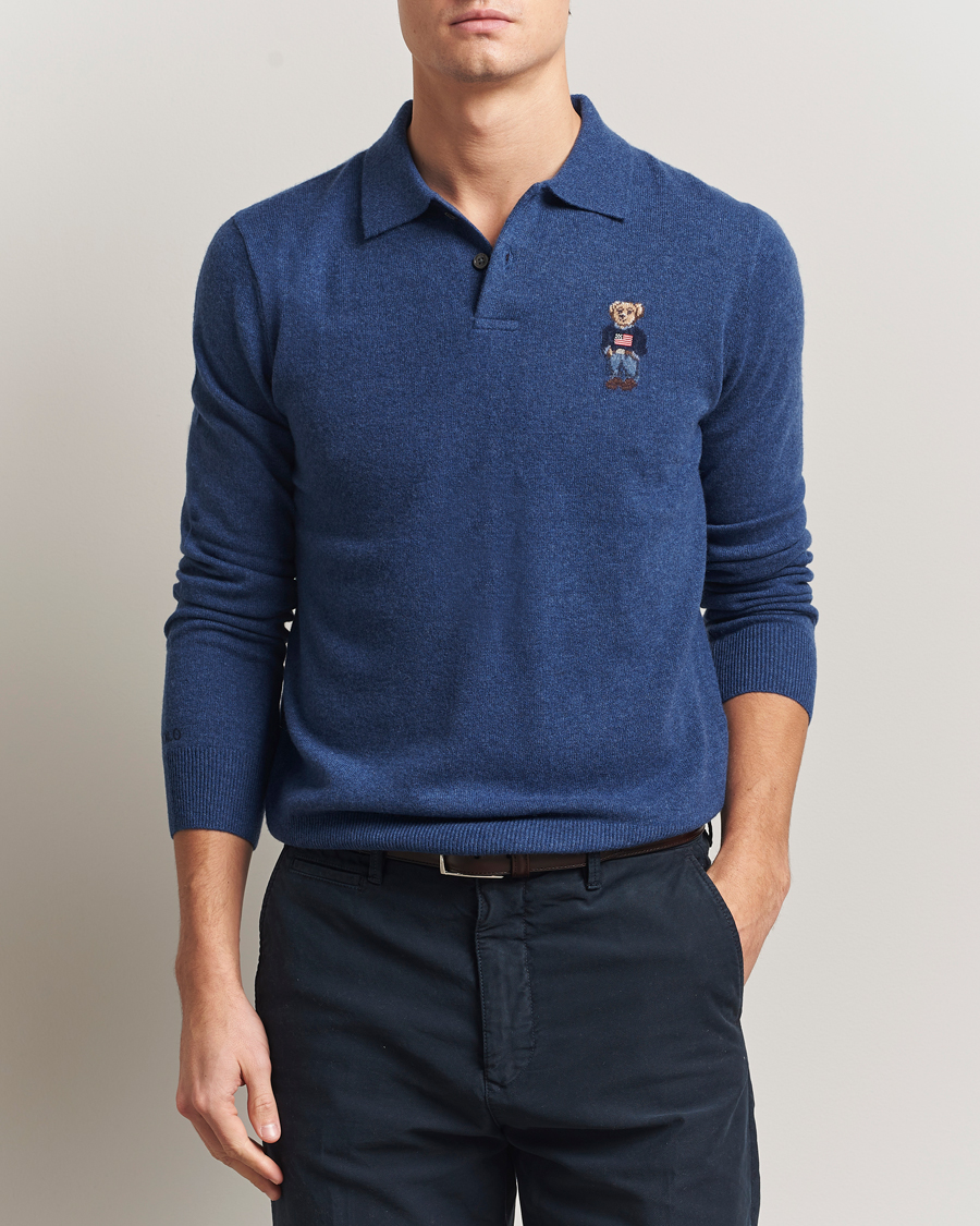 Homme | Polos | Polo Ralph Lauren | Washed Long Sleeve Bear Polo Rustic Navy Heather