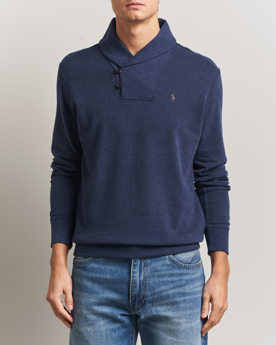 Homme | Pulls Et Tricots | Polo Ralph Lauren | Double Knitted Shawl Collar Sweater Navy Heather