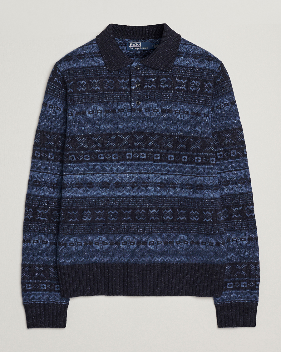 Heren | Truien | Polo Ralph Lauren | Wool/Linen Blend Long Sleeve Sweater Navy Multi