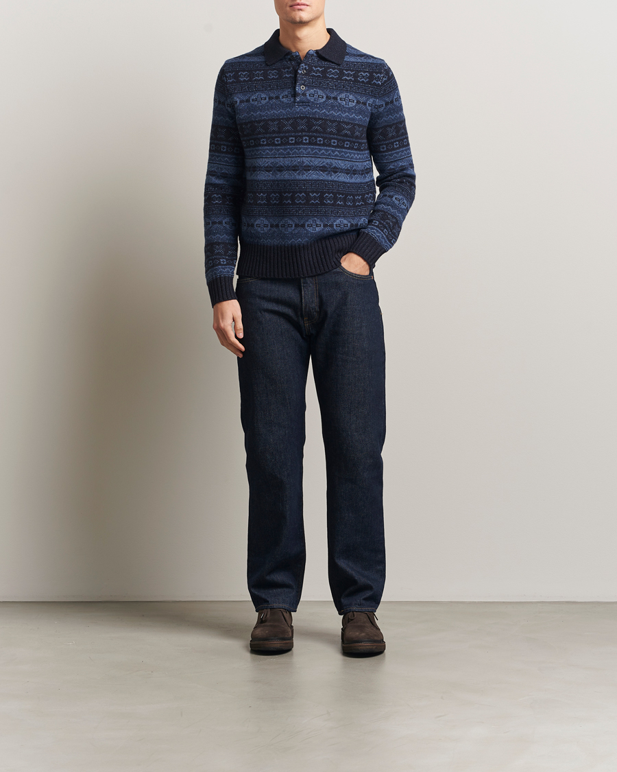 Heren | Truien | Polo Ralph Lauren | Wool/Linen Blend Long Sleeve Sweater Navy Multi