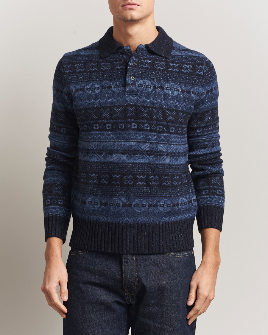 Heren | Truien | Polo Ralph Lauren | Wool/Linen Blend Long Sleeve Sweater Navy Multi