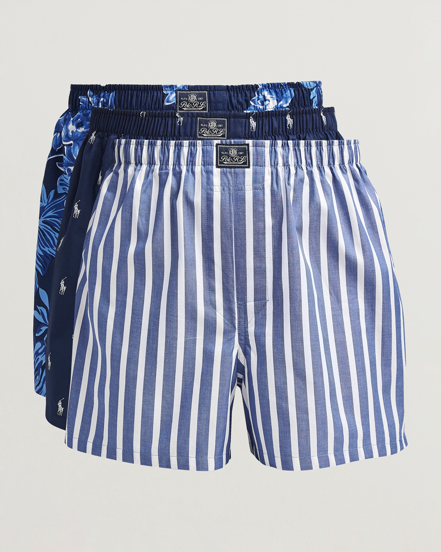Heren | Ondergoed | Polo Ralph Lauren | 3-Pack Woven Boxer Blue/Navy