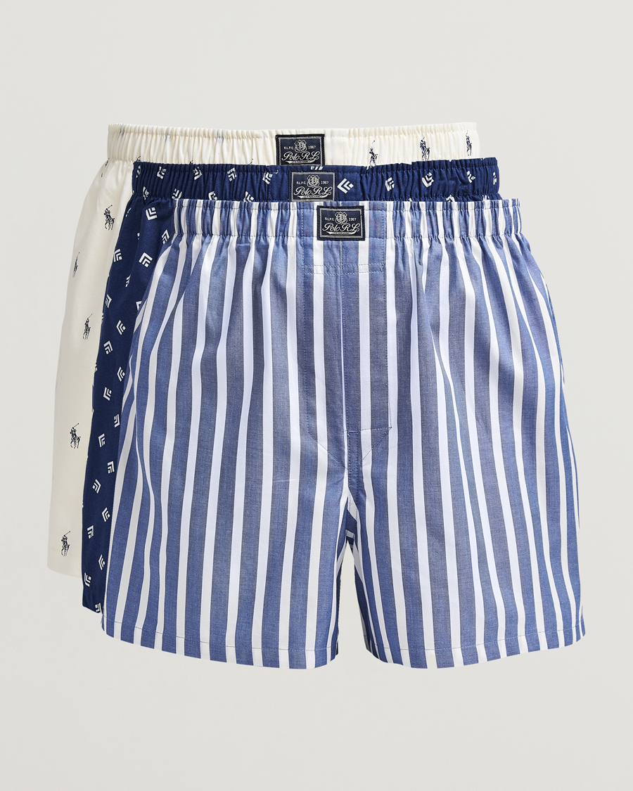 Heren | Ondergoed | Polo Ralph Lauren | 3-Pack Woven Boxer Blue/Navy/White