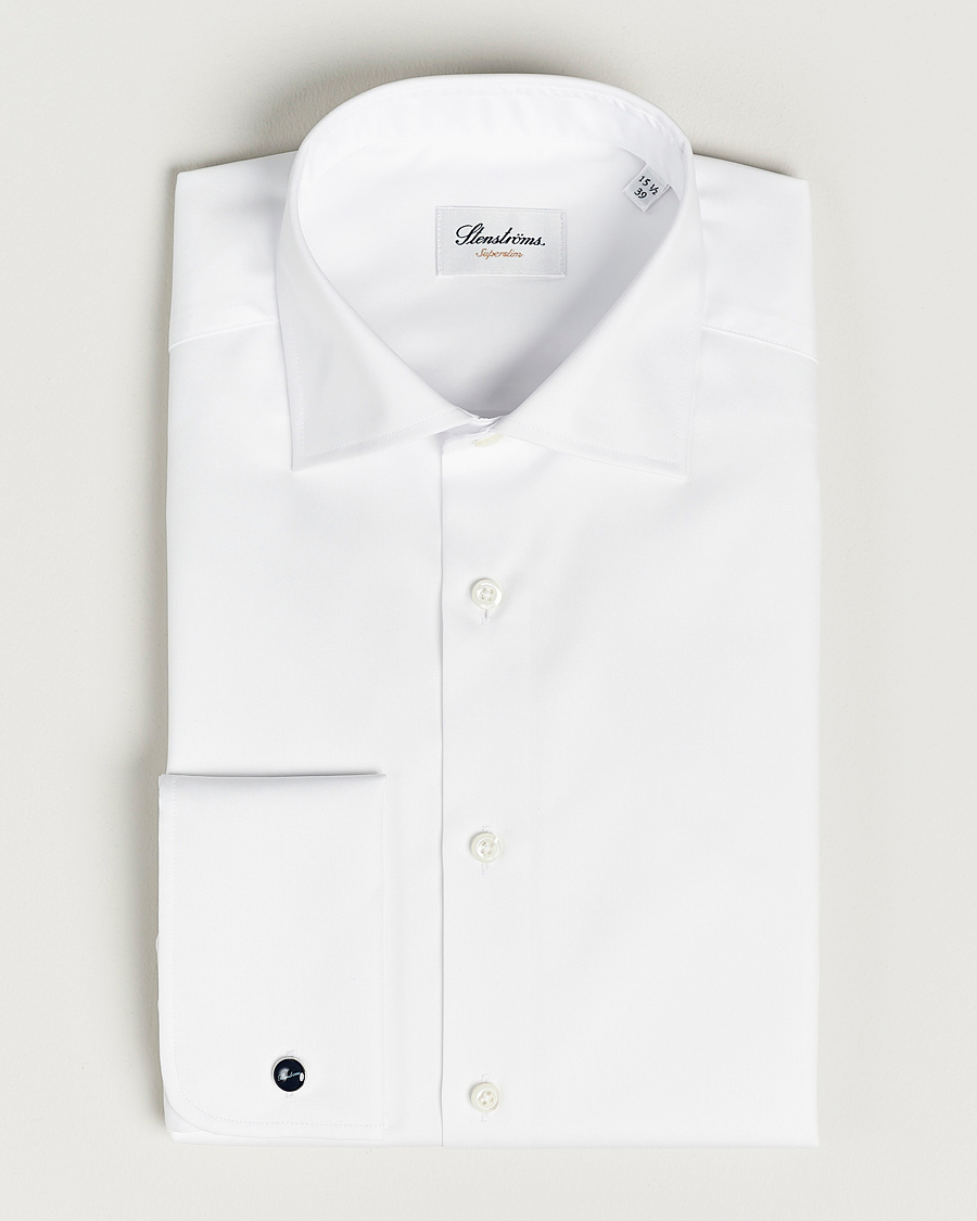 Homme | Chemises | Stenströms | Superslim Double Cuff Cotton Shirt White