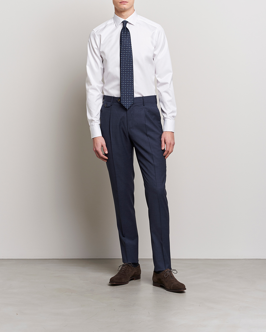Heren | Overhemden | Stenströms | Superslim Double Cuff Cotton Shirt White