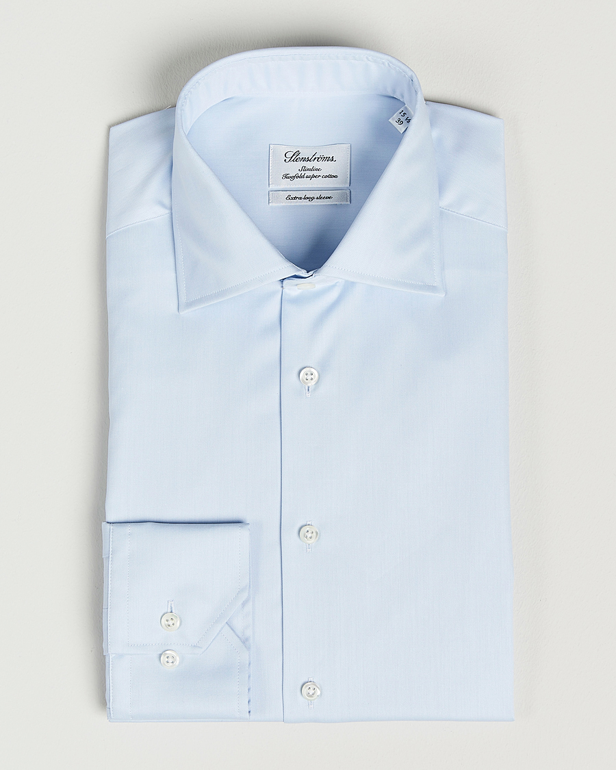 Heren | Overhemden | Stenströms | Slimline X-Long Sleeve Shirt Light Blue