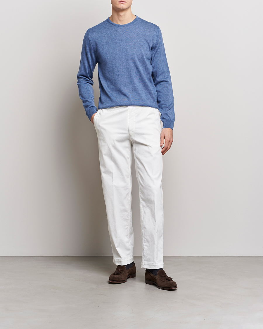 Homme | Pulls Et Tricots | Stenströms | Merino Patch Crew Neck Blue/Blue