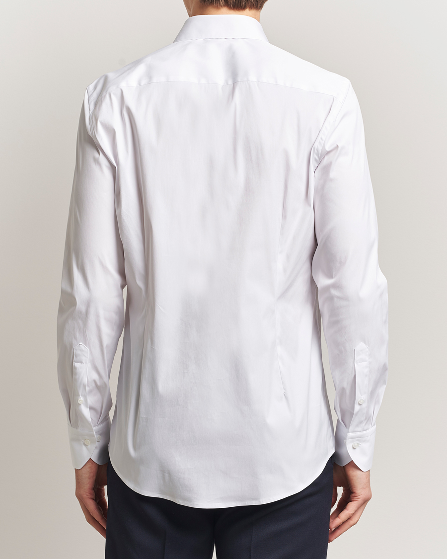 Heren | Overhemden | Stenströms | Slimline Cotton Stretch Shirt White