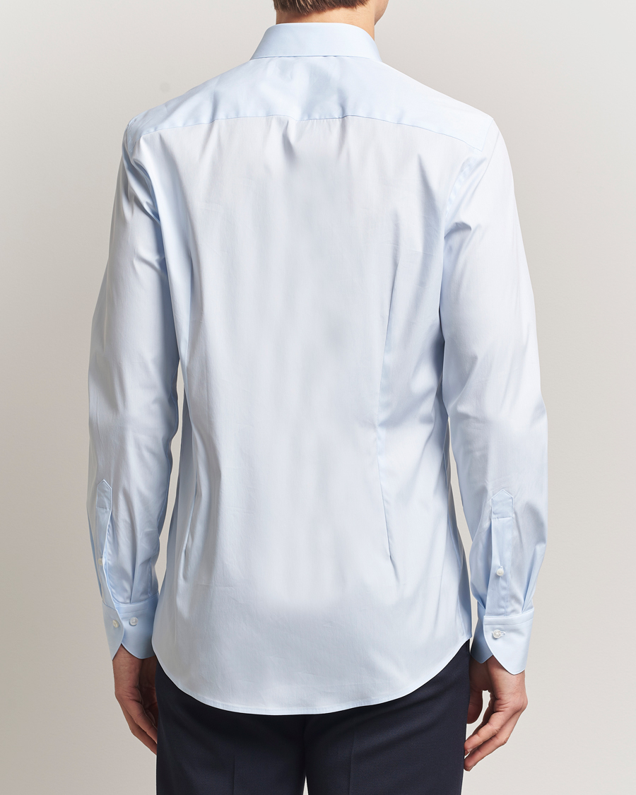 Heren | Overhemden | Stenströms | Slimline Cotton Stretch Shirt Light Blue