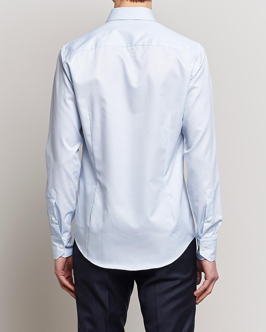 Homme | Chemises | Stenströms | Superslim Cotton Twill Striped Shirt Blue/White