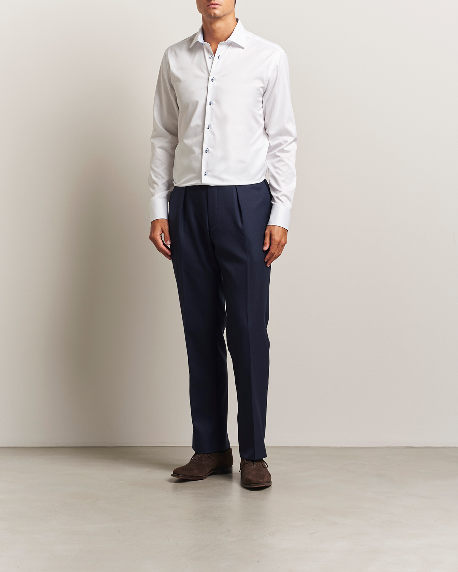 Heren | Overhemden | Stenströms | Regular Fit Contrast Cut Away Shirt White