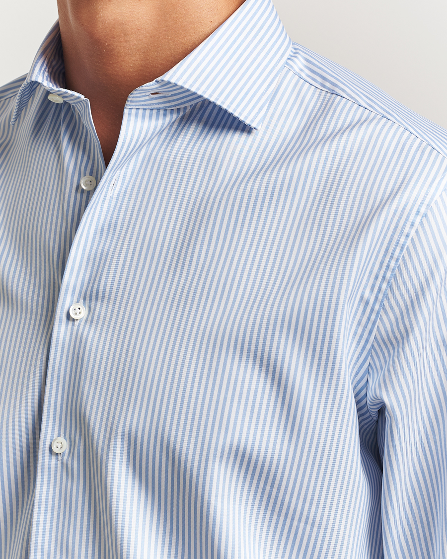 Heren | Overhemden | Stenströms | Regular Fit Striped Cut Away Shirt Blue/White