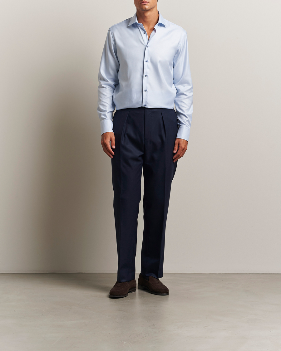 Homme | Chemises | Stenströms | Regular Fit Contrast Shirt Light Blue