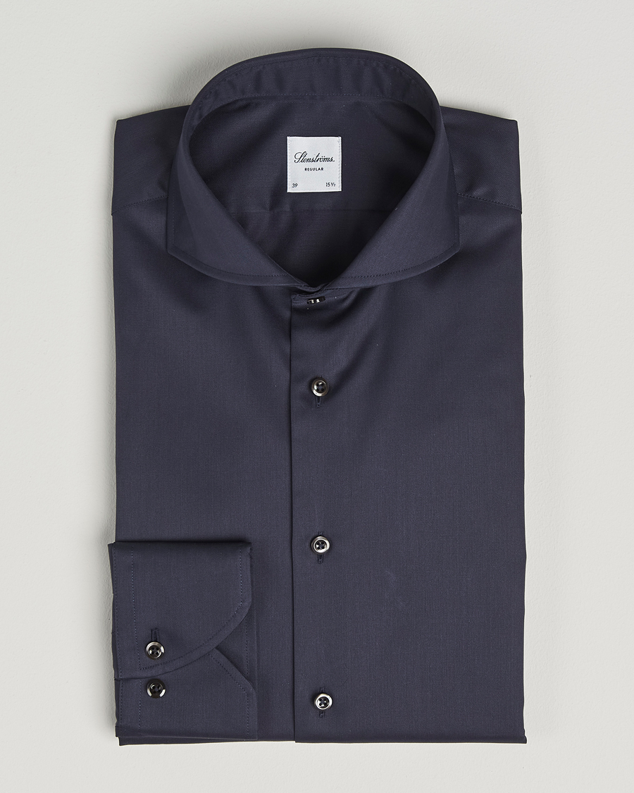 Homme | Chemises | Stenströms | Regular Fit Extreme Cut Away Shirt Navy
