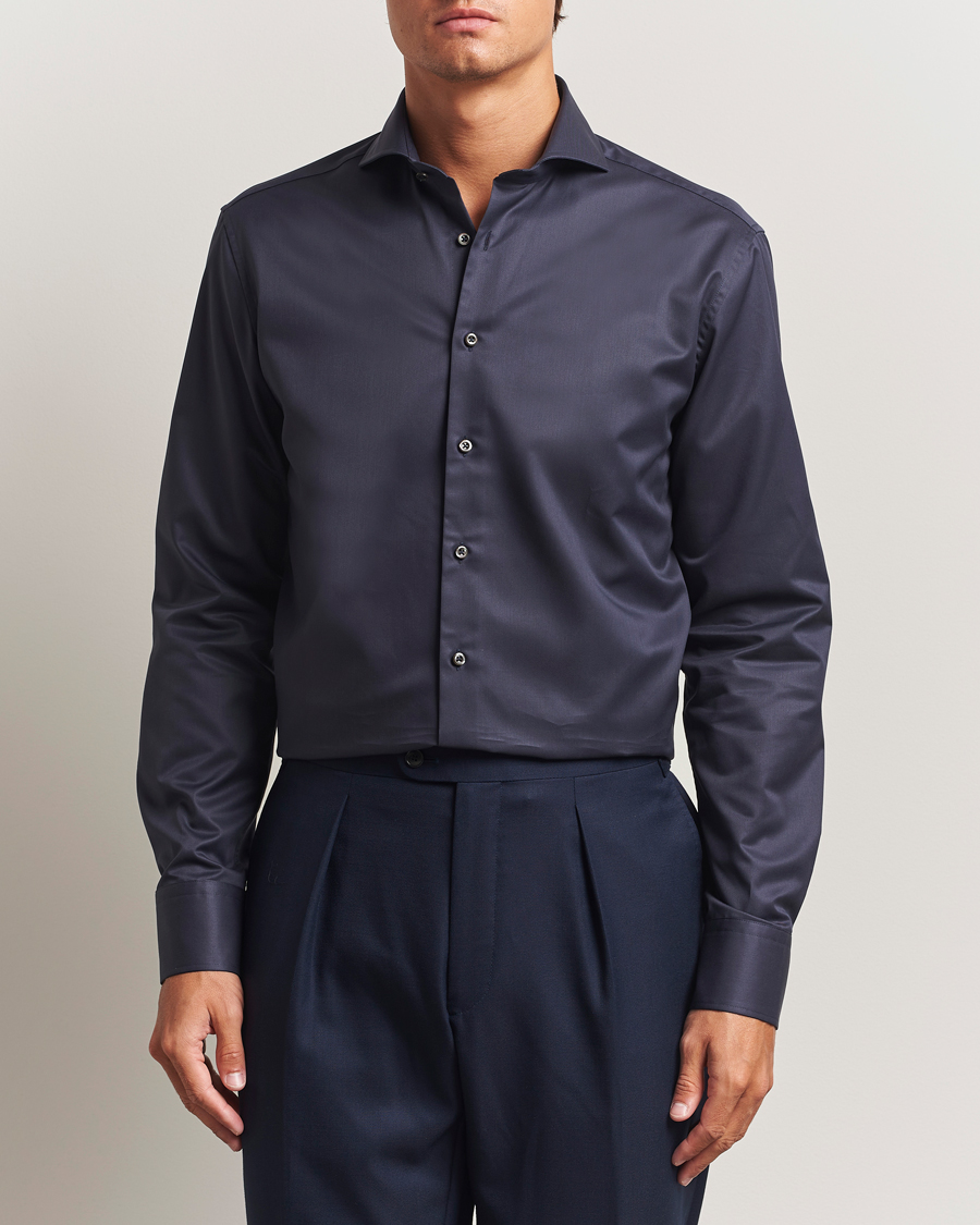 Homme | Chemises | Stenströms | Regular Fit Extreme Cut Away Shirt Navy