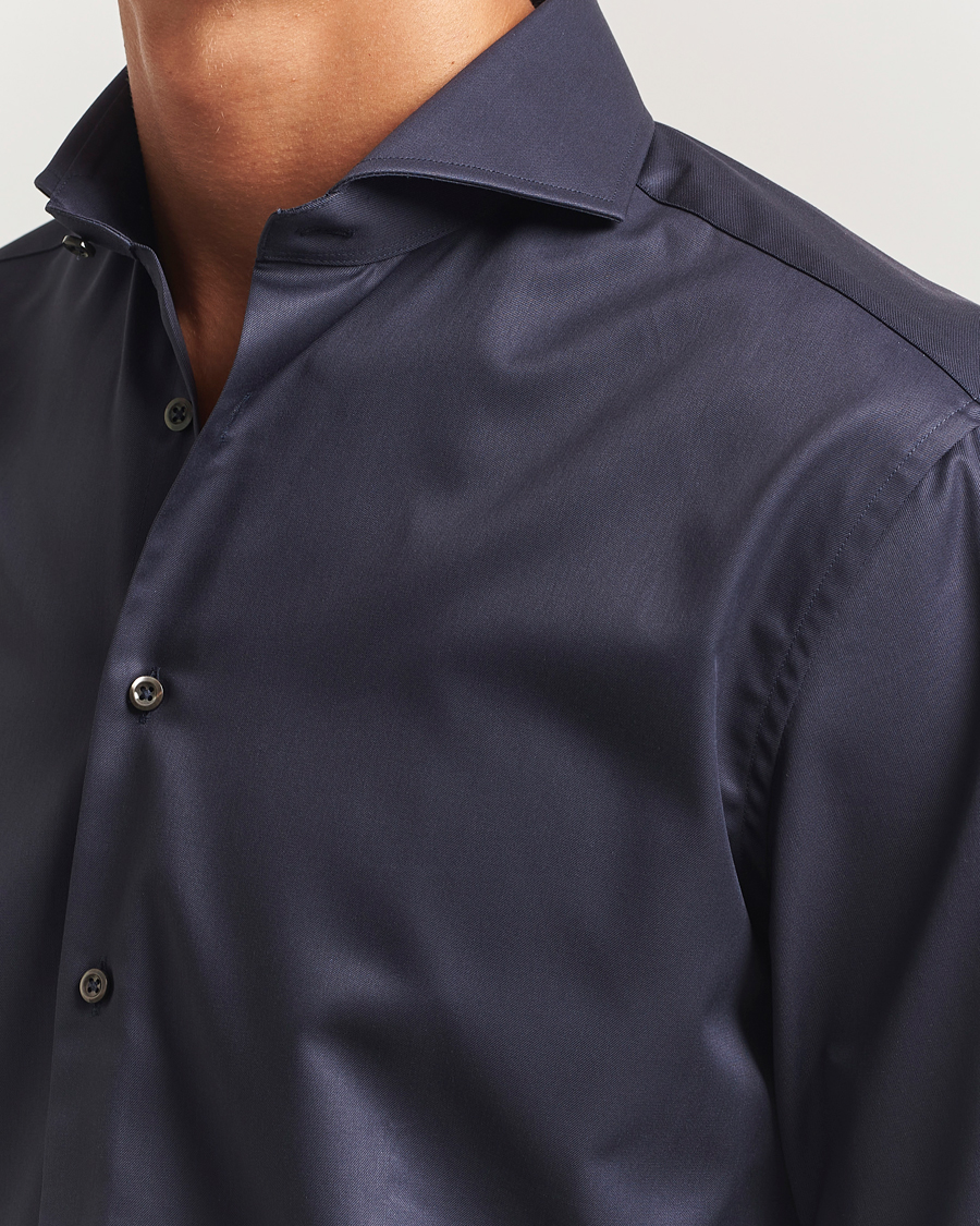 Homme | Chemises | Stenströms | Regular Fit Extreme Cut Away Shirt Navy