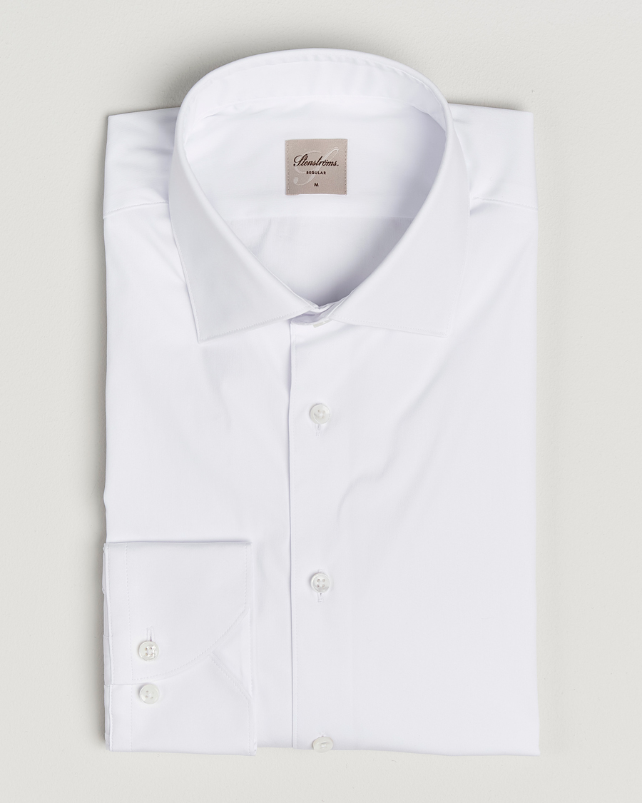 Homme | Chemises | Stenströms | Regular Fit Cotton Stretch Shirt White