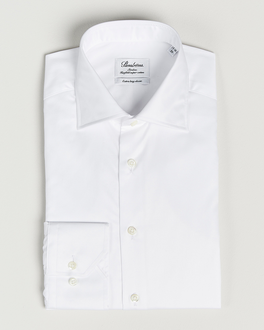 Heren | Overhemden | Stenströms | Slimline X-Long Sleeve Shirt White
