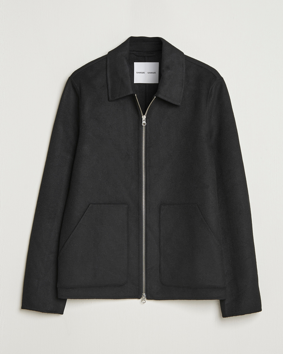 Heren | Jassen | Samsøe Samsøe | Sapaulo Wool Full Zip Shirt Jacket Black
