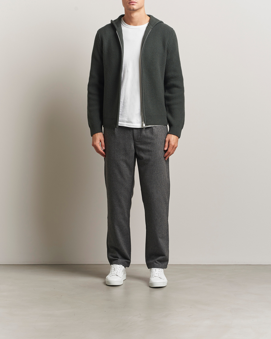 Homme | Pulls Et Tricots | Samsøe Samsøe | Isak Heavy Knitted Full Zip Hoodie Dark Evergreen