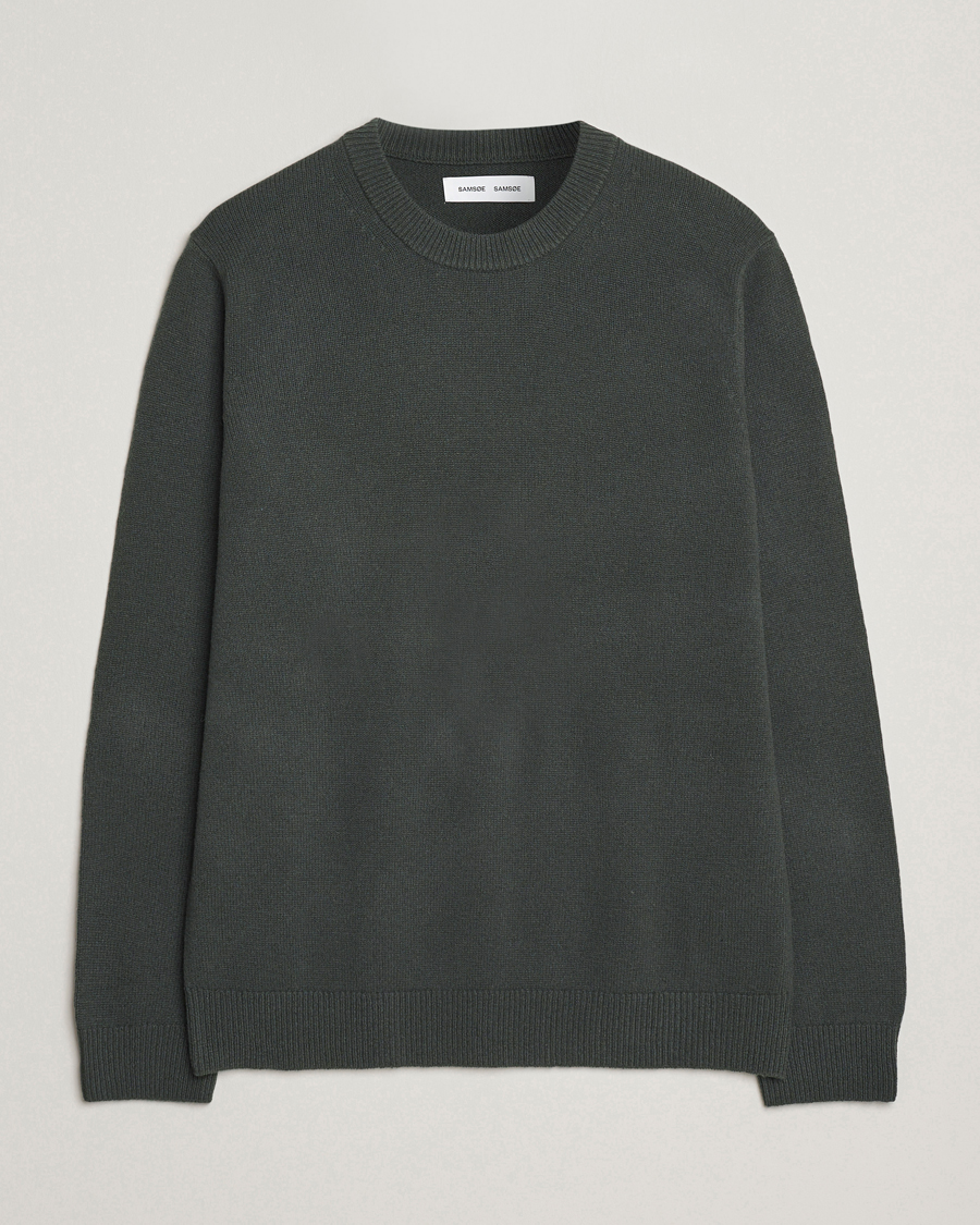 Heren | Truien | Samsøe Samsøe | Isak Knitted Crew Neck Dark Evergreen