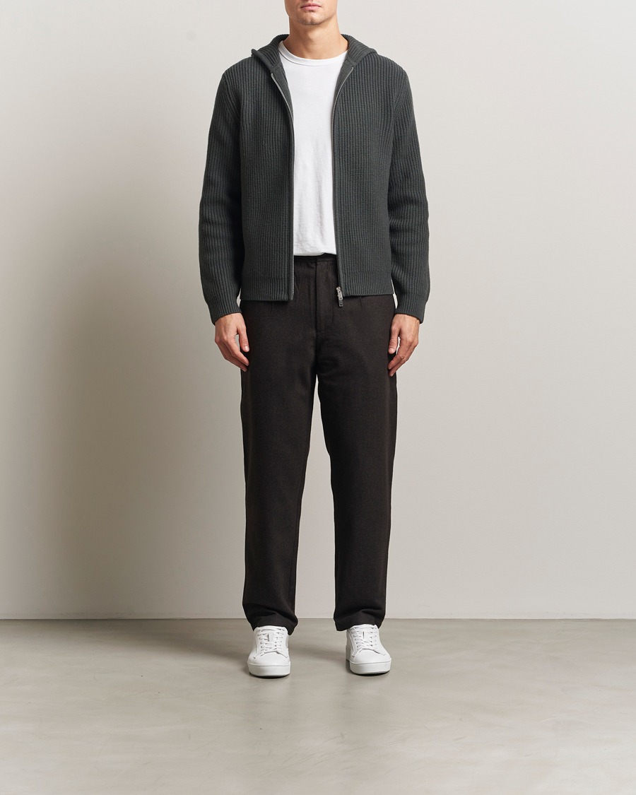 Heren | Broeken | Samsøe Samsøe | Bertil Flannel Drawstring Trousers Black Coffee Melange