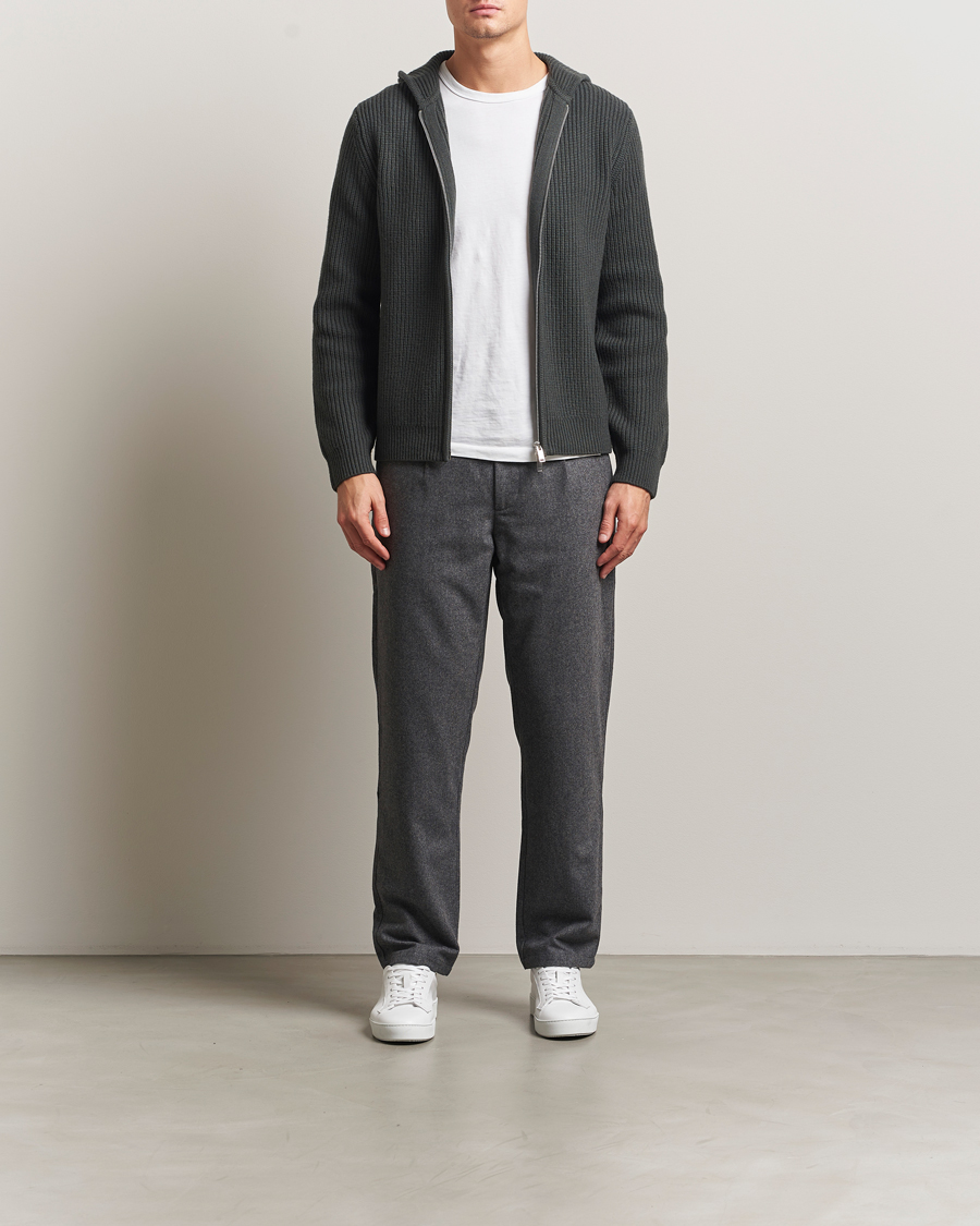 Heren | Broeken | Samsøe Samsøe | Bertil Flannel Drawstring Trousers Dark Grey Melange